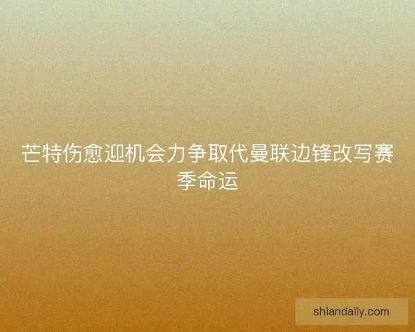 芒特伤愈迎机会力争取代曼联边锋改写赛季命运